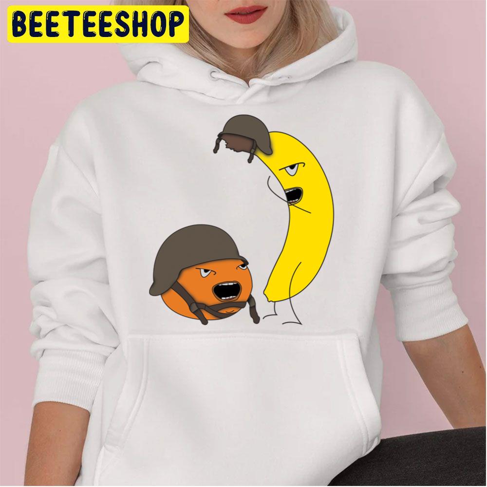 Orange Yelling At Banana Girly Fitted Short Sleeve Fitted Trending Unisex Hoodie