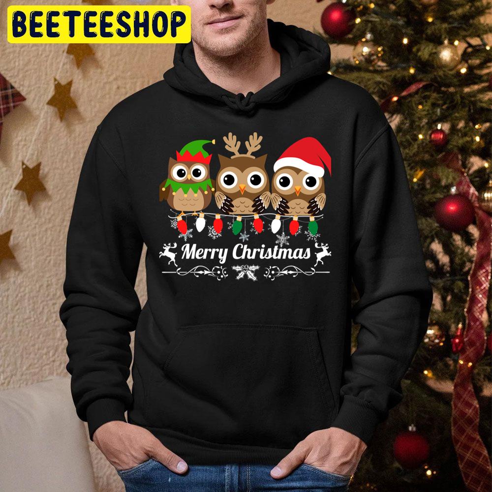 Owl Merry Christmas Holiday Trending Unisex Hoodie