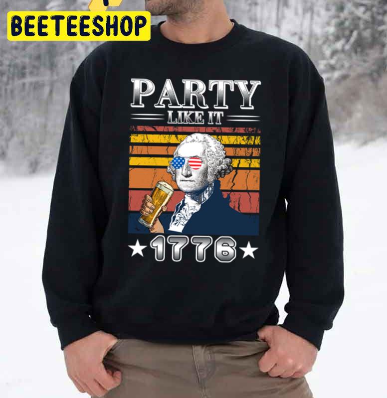 Party Like It’s 1776 George Washington Usa Flag Trending Unisex Sweatshirt