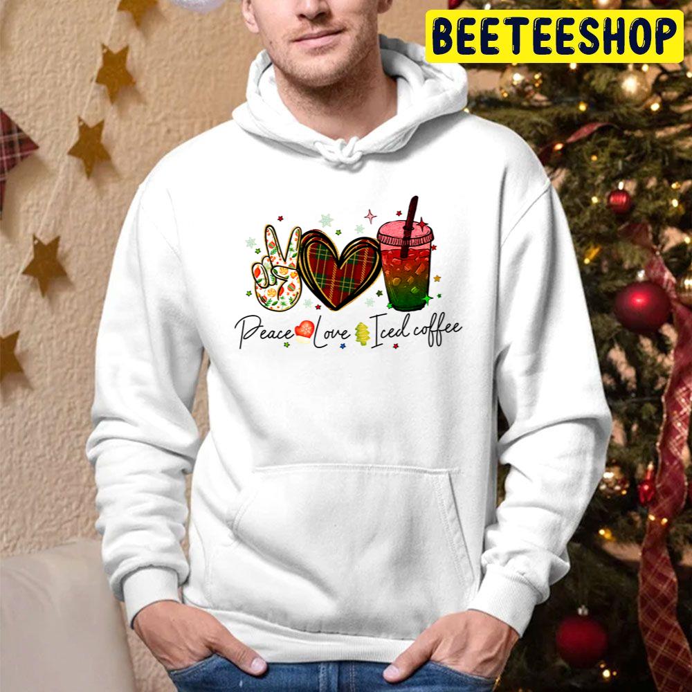 Peace Love Iced Coffee Christmas Thanksgiving Trending Unisex Hoodie