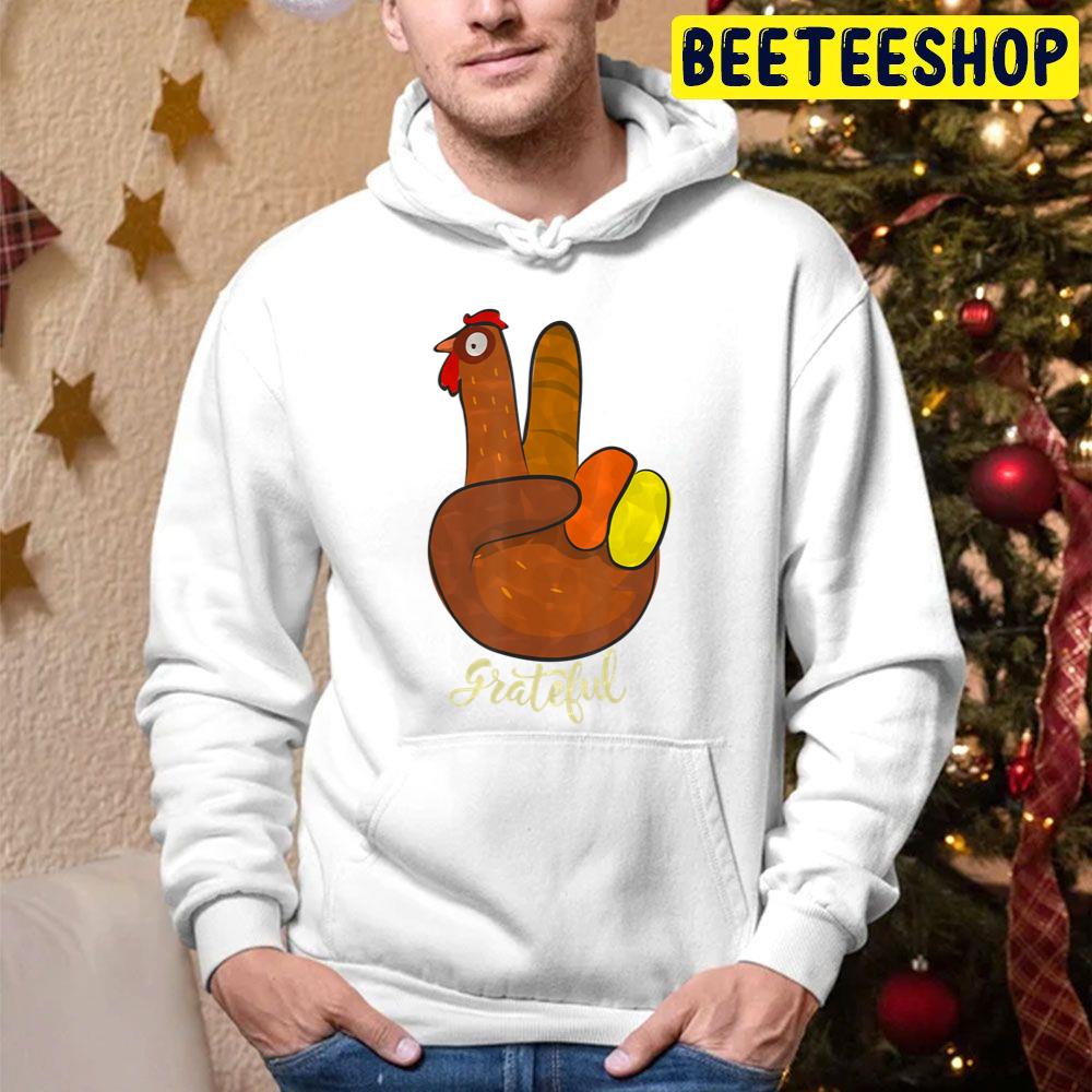 Peace Turkey Love Thanksgiving Hand Sign Bird Gesture Trending Unisex Hoodie