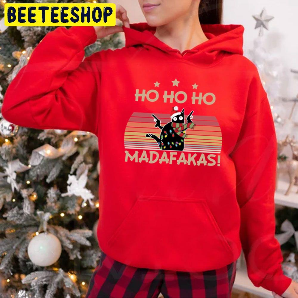 Pew Pew Cat Ho Ho Ho Madafakas Christmas Trending Unisex Hoodie