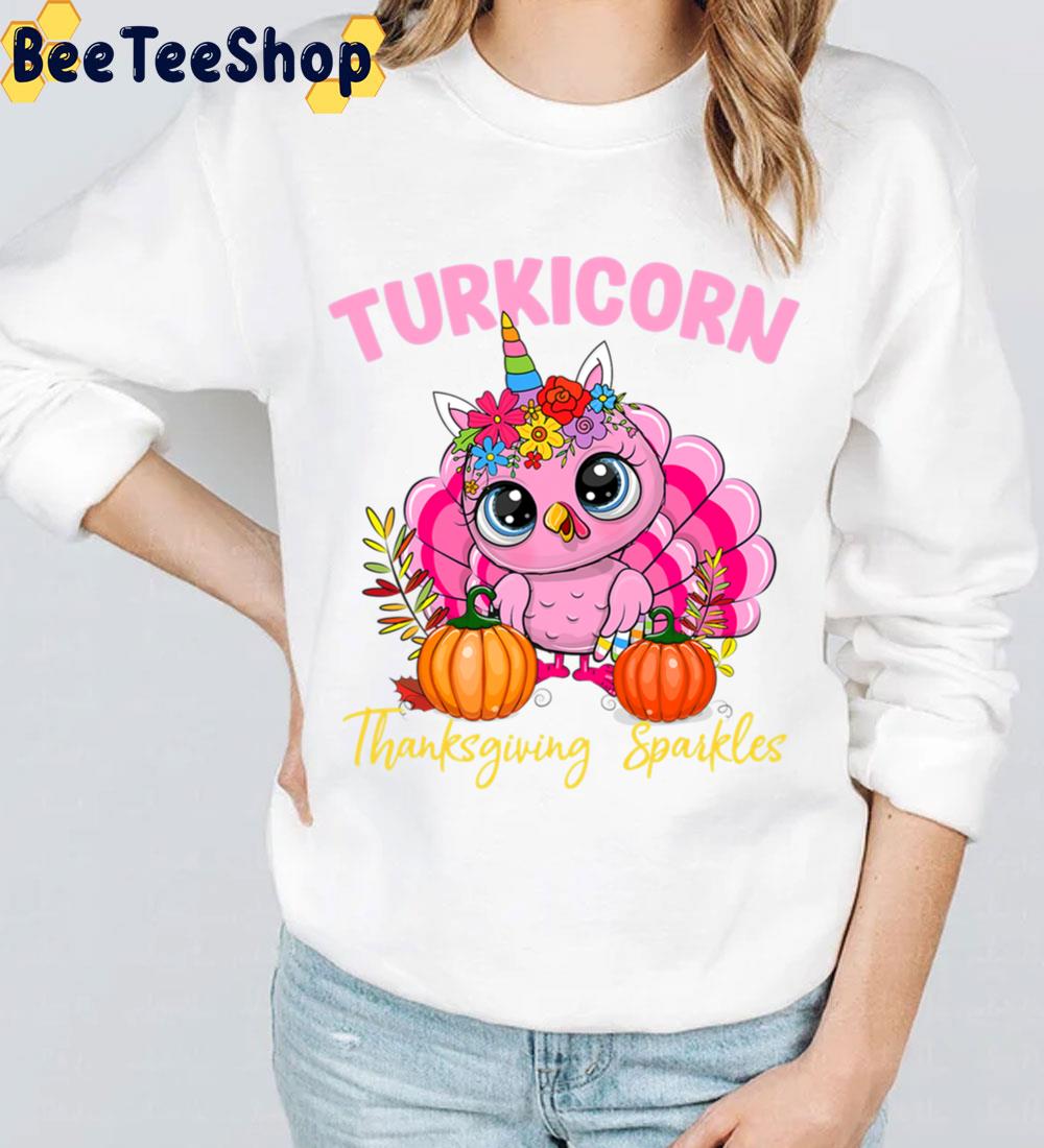 Pink Turkicorn Unicorn Turkey Funny Thanksgiving Trending Unisex Sweatshirt