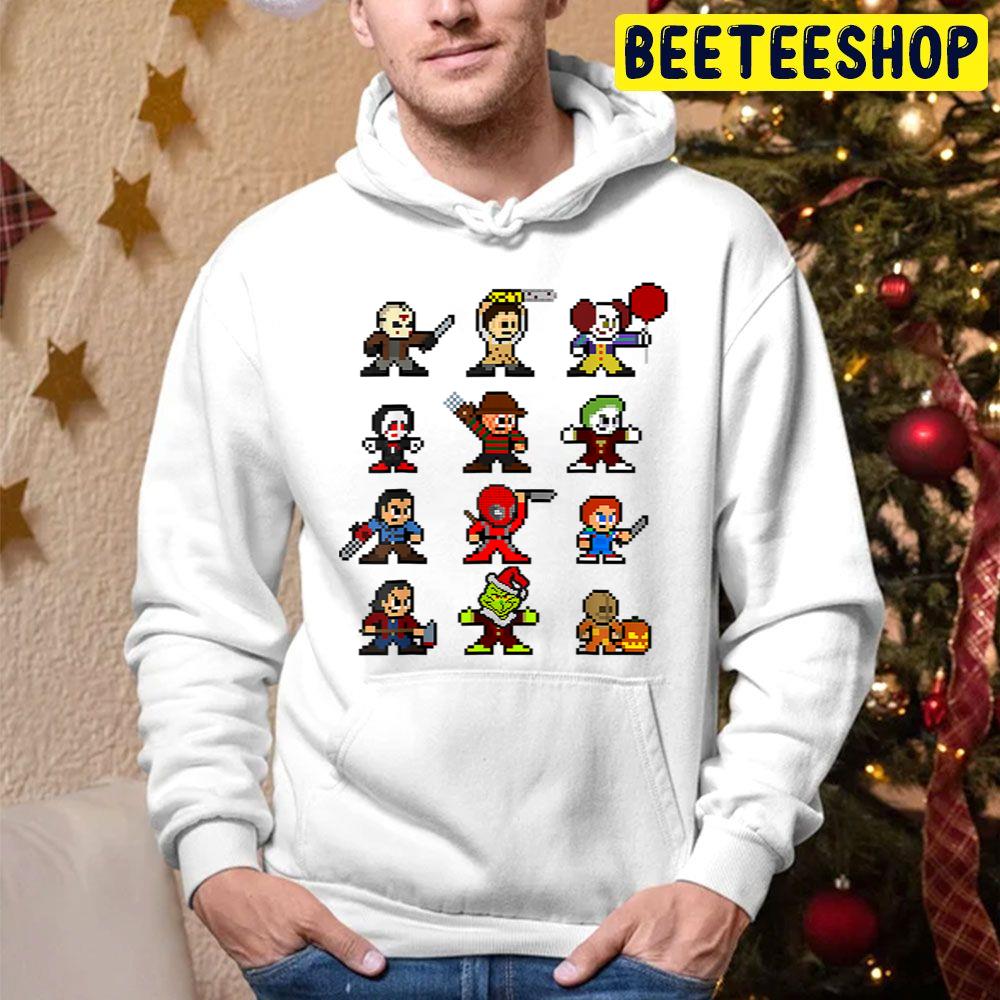 Pixel Halloween Scary Horror Christmas Gamer Trending Unisex Hoodie