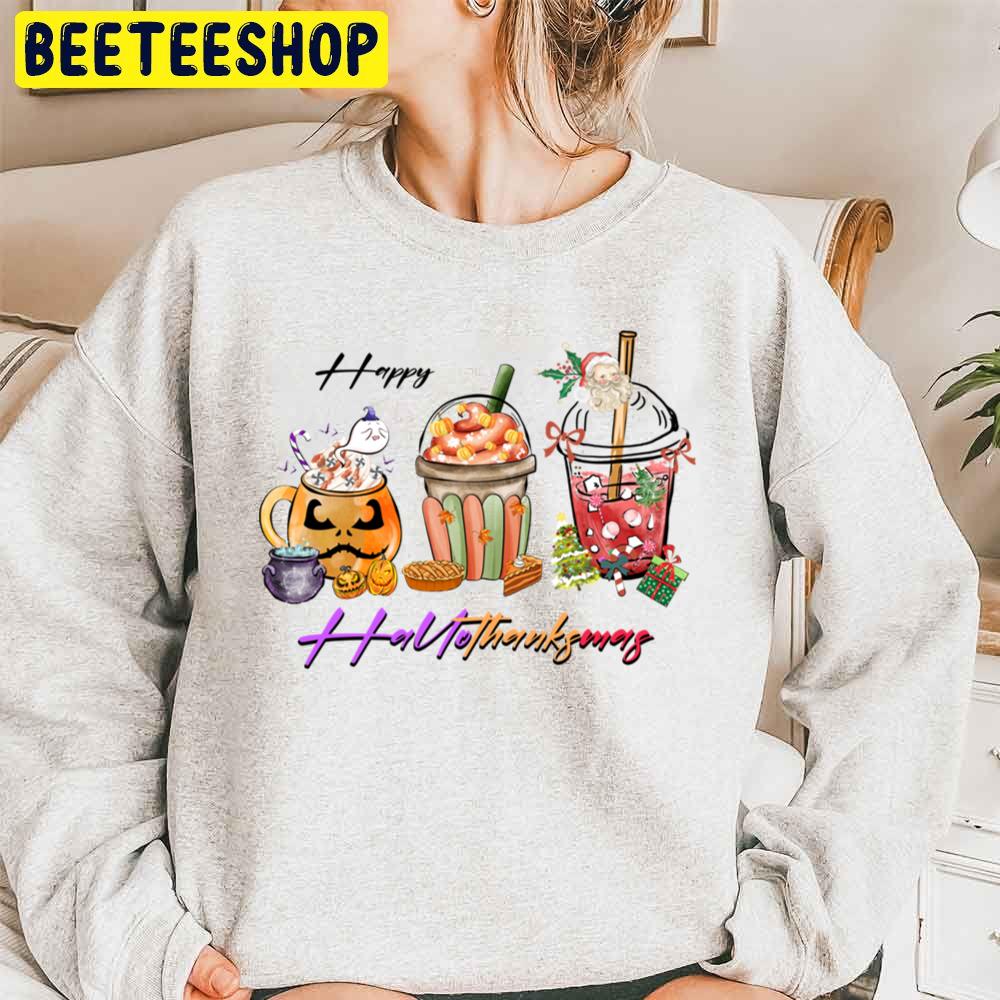 Pumpkin Cup Cake And Santa Happy Hallothanksmas Trending Unisex Sweatshirt