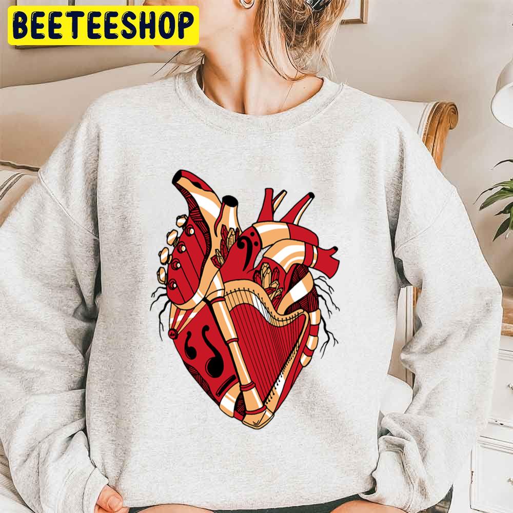 Red And Cream No 2 Musical Heart Trending Unisex Sweatshirt