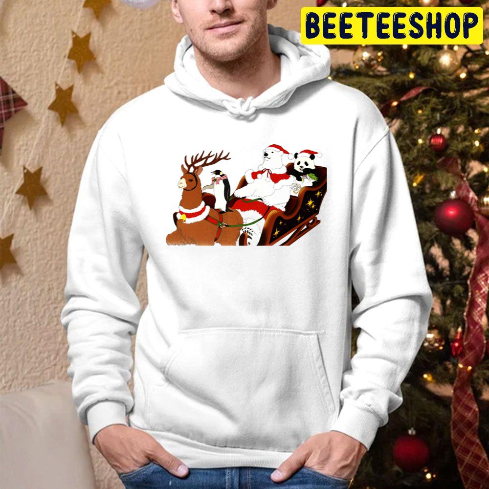 Reindeer Penguin Bear And Panda Christmas Trending Unisex Hoodie