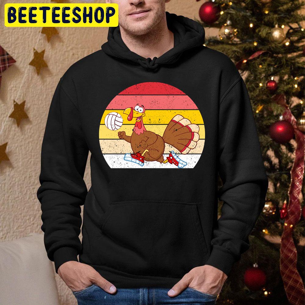 Retro Turkey Volleyball Player Thanksgiving Day Trending Unisex Hoodie