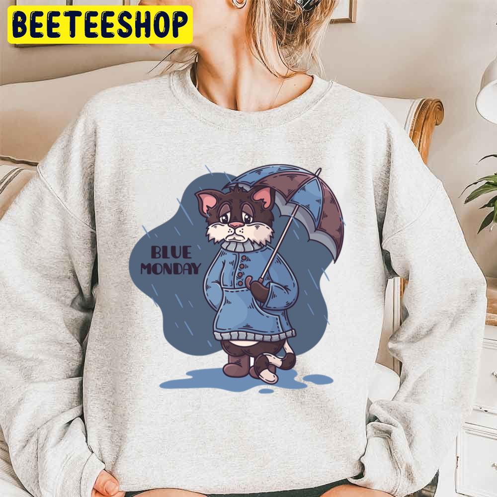 Sad Cat In The Rain Blue Monday Trending Unisex Sweatshirt