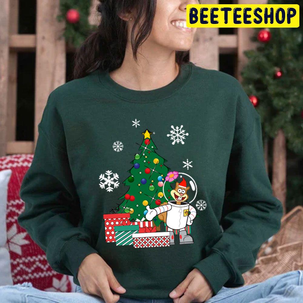 Sandy Cheeks Around The Christmas Tree Trending Unisex Hoodie - Beeteeshop