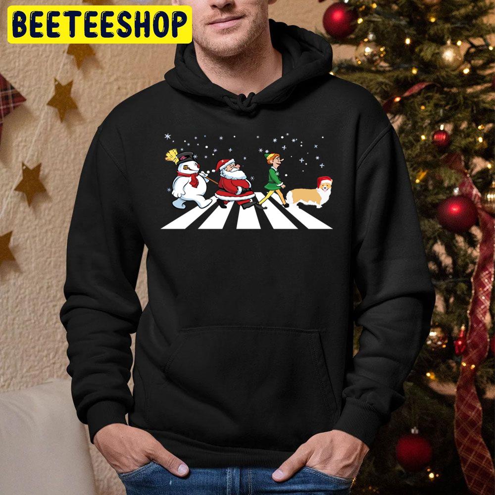 Santa And Friends With Corgi Christmas Trending Unisex Hoodie