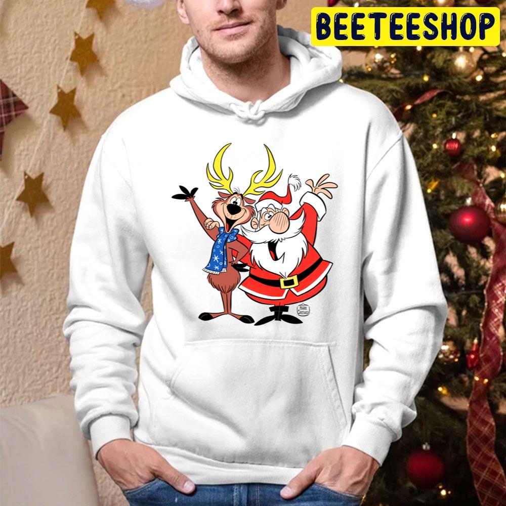 Santa Claus And Reindeer Christmas Trending Unisex Hoodie