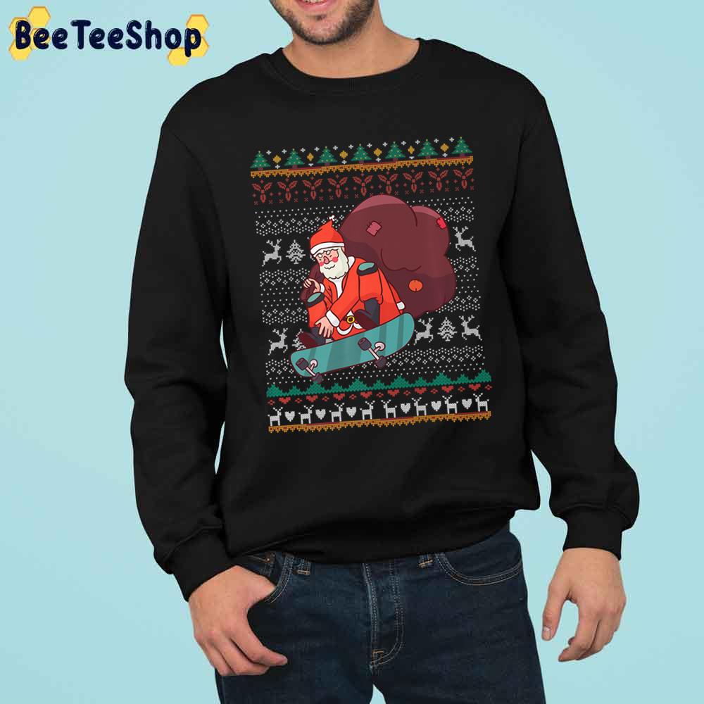 Santa Claus New Year Skateboarding Christmas Trending Unisex Sweatshirt