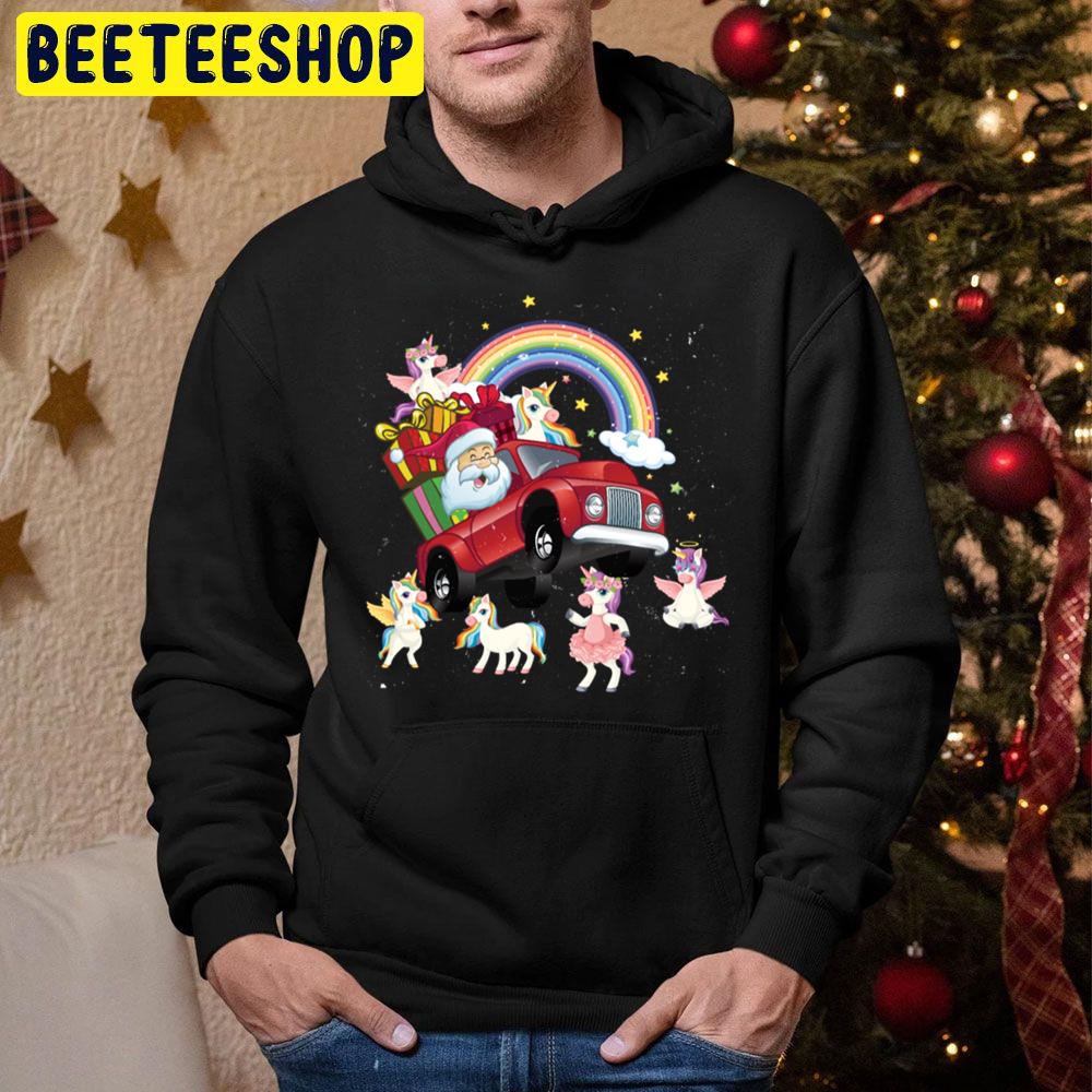 Santa Claus Riding A Jeep Unicorn Christmass Trending Unisex Hoodie