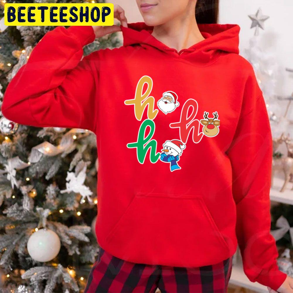 Santa Moose And Snowman Ho Ho Ho Merry Christmas Trending Unisex Hoodie