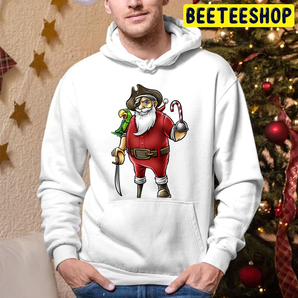 Santa Pirate Funny Christmas Candy Cane Hook Hand Trending Unisex Hoodie