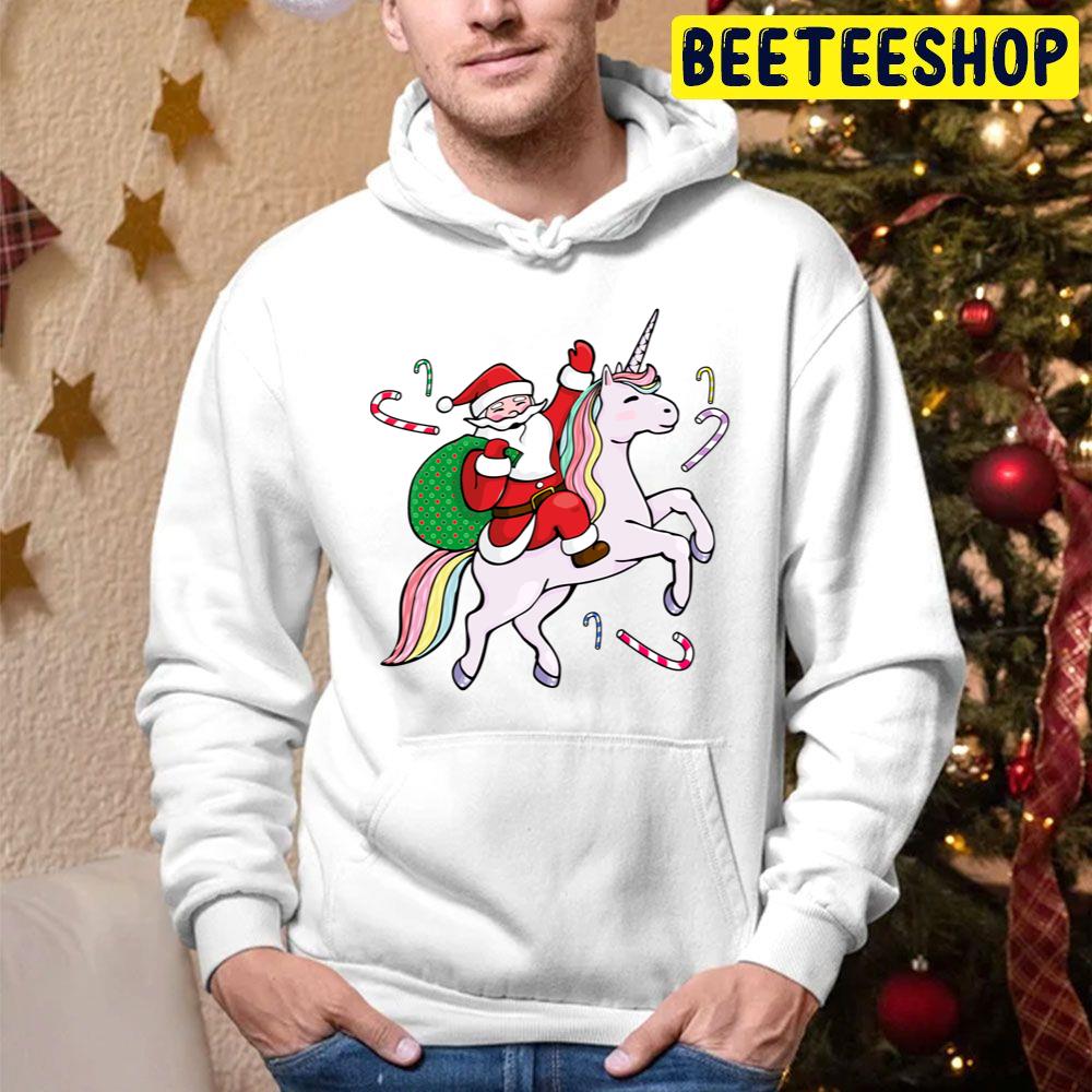 Santa Riding A Unicorn Trending Unisex Hoodie