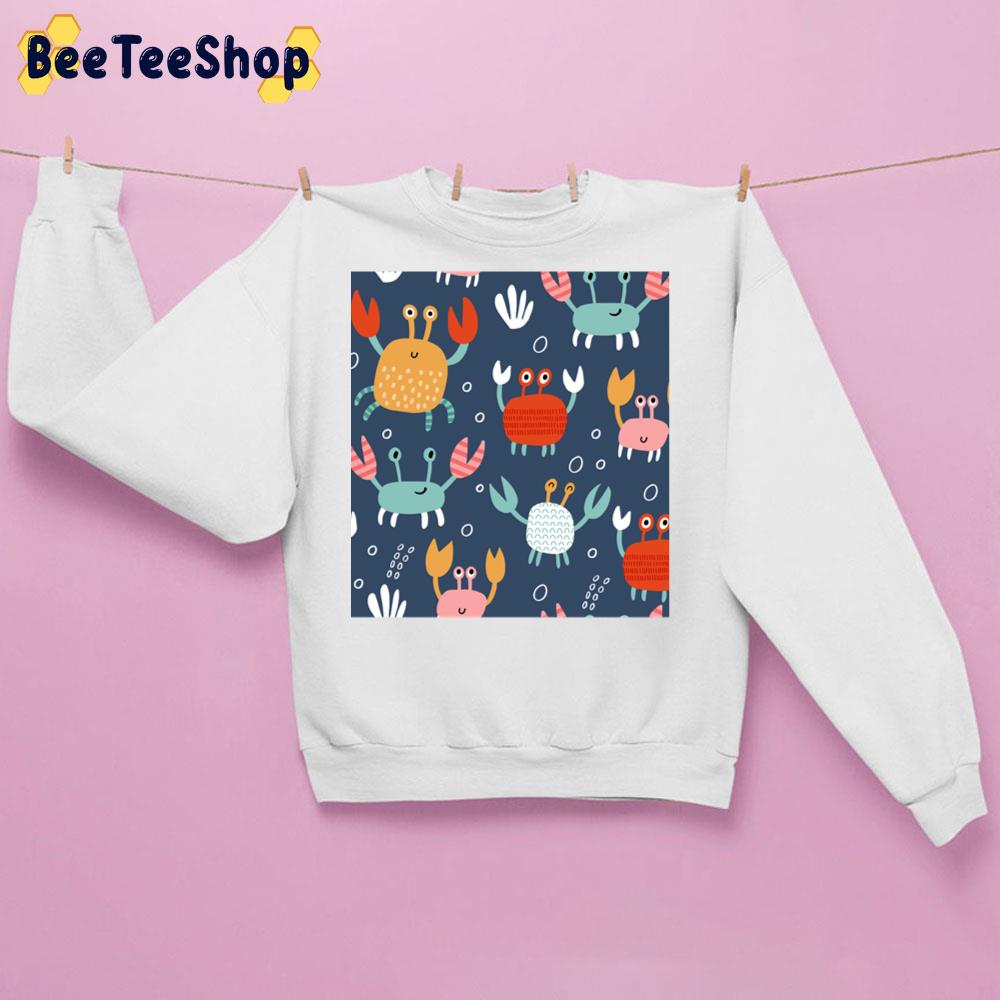 Seamless Vector Pattern With Cute Crabs Trending Unisex Sweatshirt