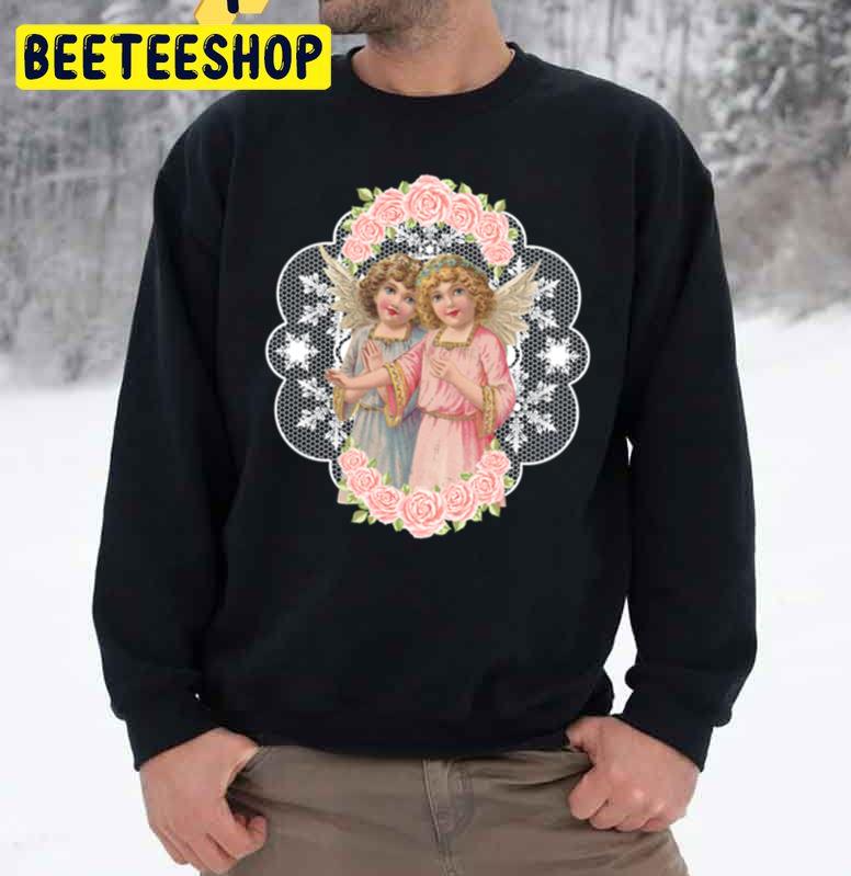 Shabby Chic Angels Roses And Lace Trending Unisex Sweatshirt