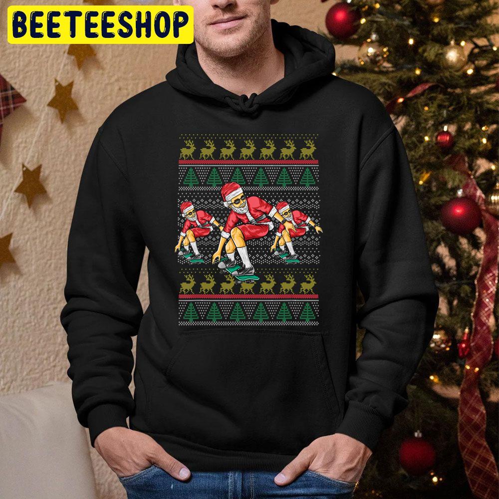 Skateboarding Santa Claus Christmas New Year Trending Unisex Hoodie