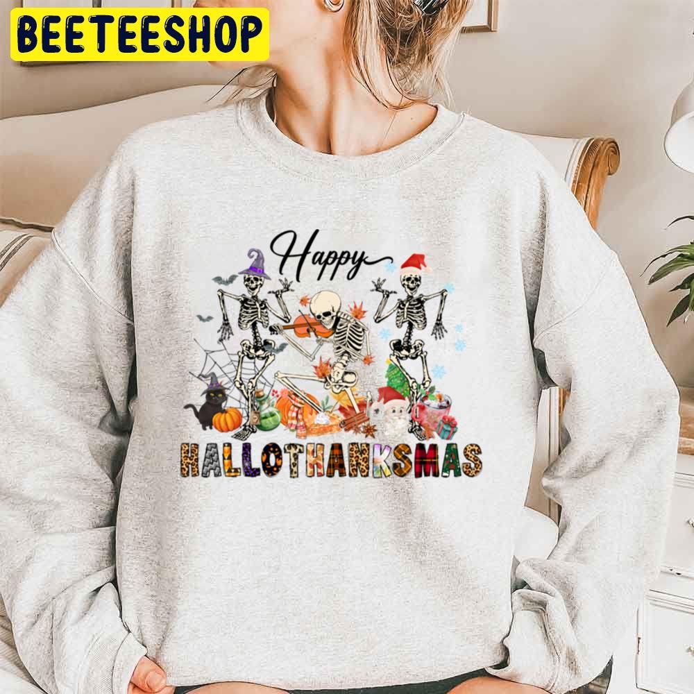 Skeleton Dancing Funny Halloween Thanksgiving Christmas Trending Unisex Sweatshirt