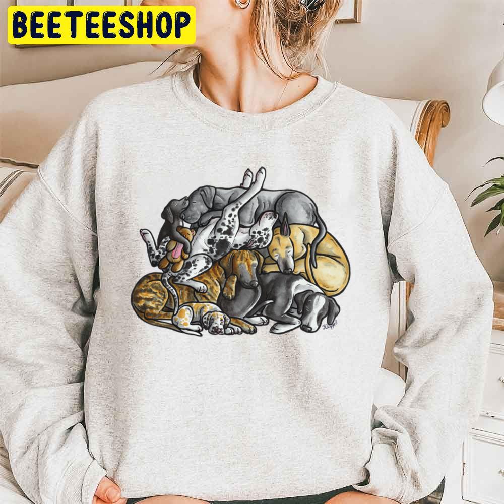 Sleeping Pile Of Great Danes Trending Unisex Sweatshirt