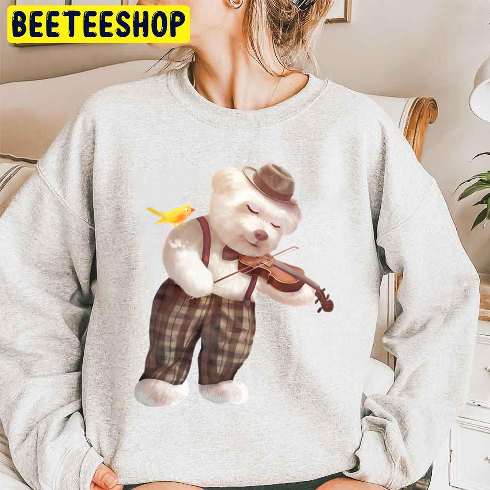 Smile Dog Playing Violin Trending Unisex Sweatshirt