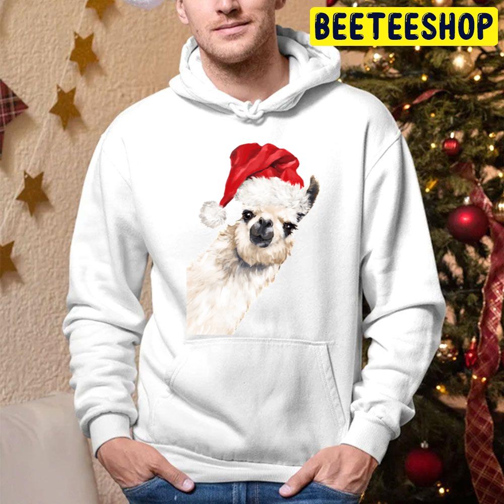 Sneaky Llama Christmas Hat Trending Unisex Hoodie