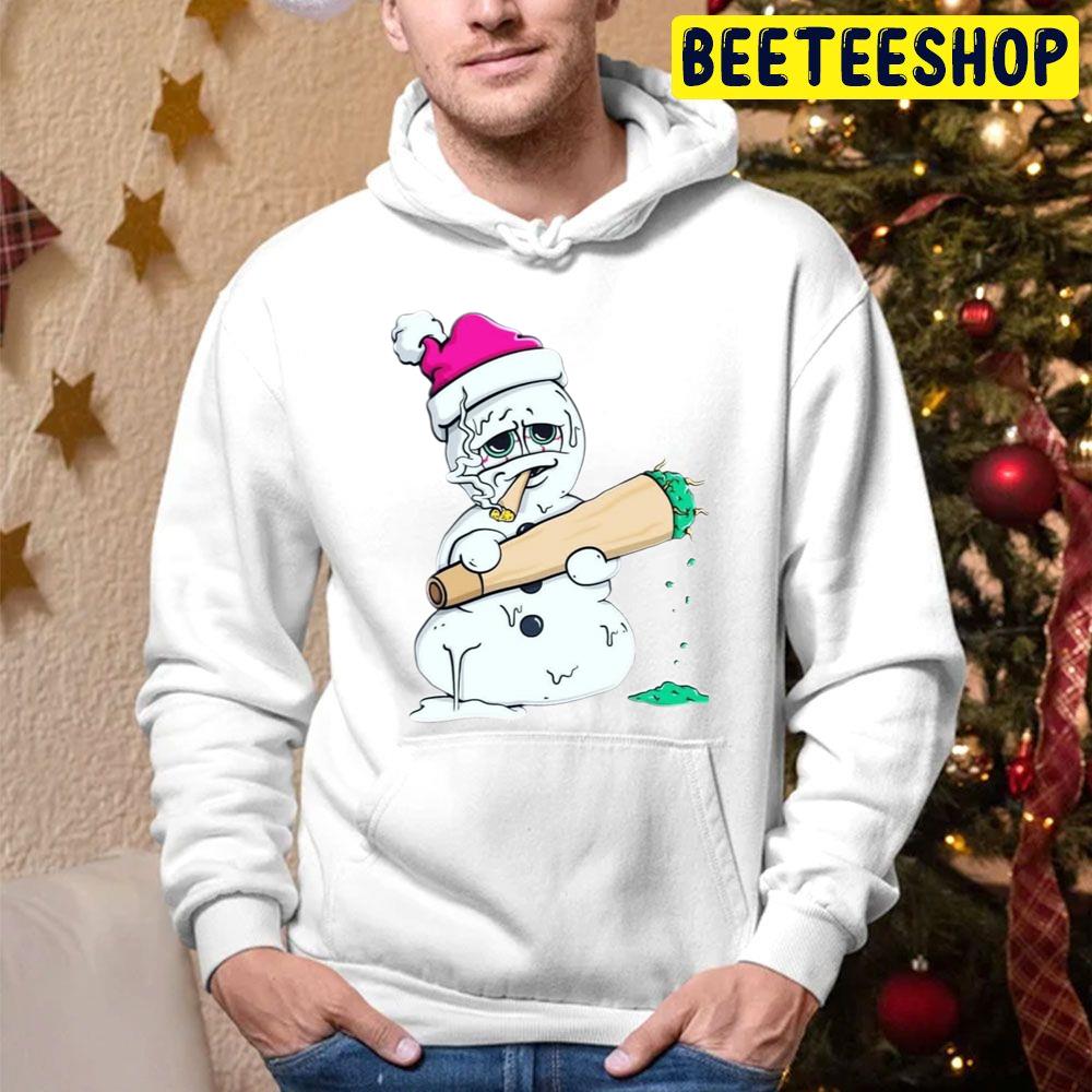 Snow Smoking Weed Christmas Trending Unisex Hoodie