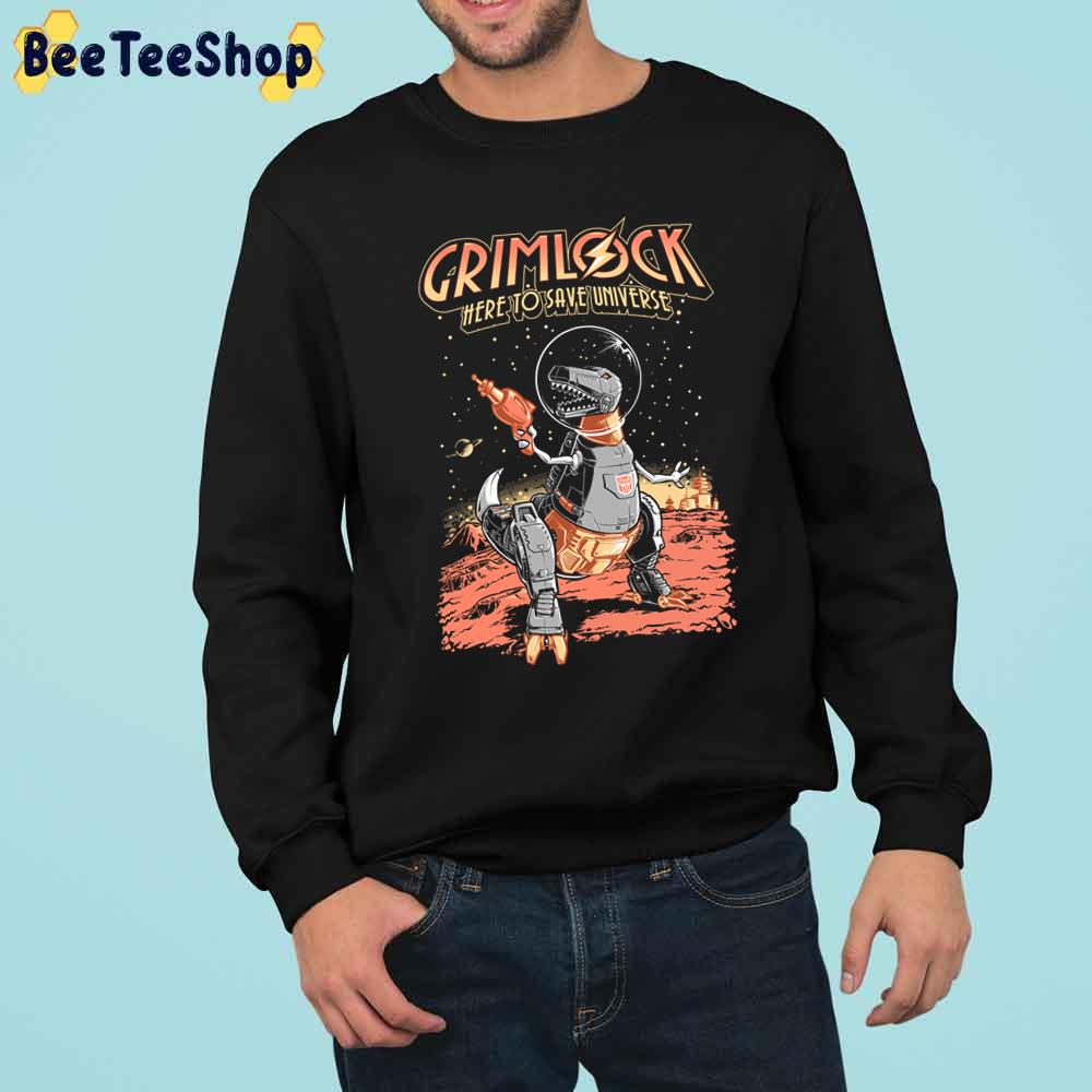 Space Pulp Robot Dinosaur Hero Grimlock Here To Save Universe Trending Unisex Sweatshirt