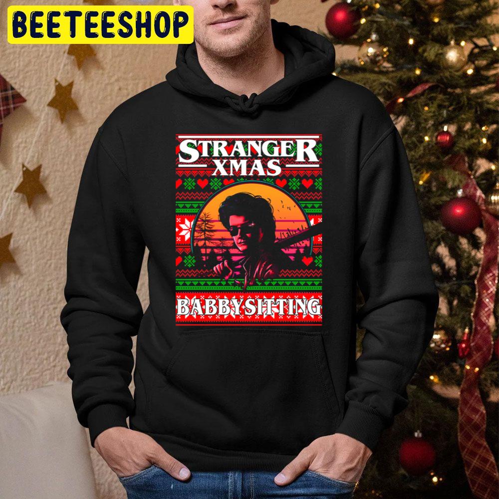 Stranger Things Dustin Stranger Xmas Babby Sitting Christmas Trending Unisex Hoodie