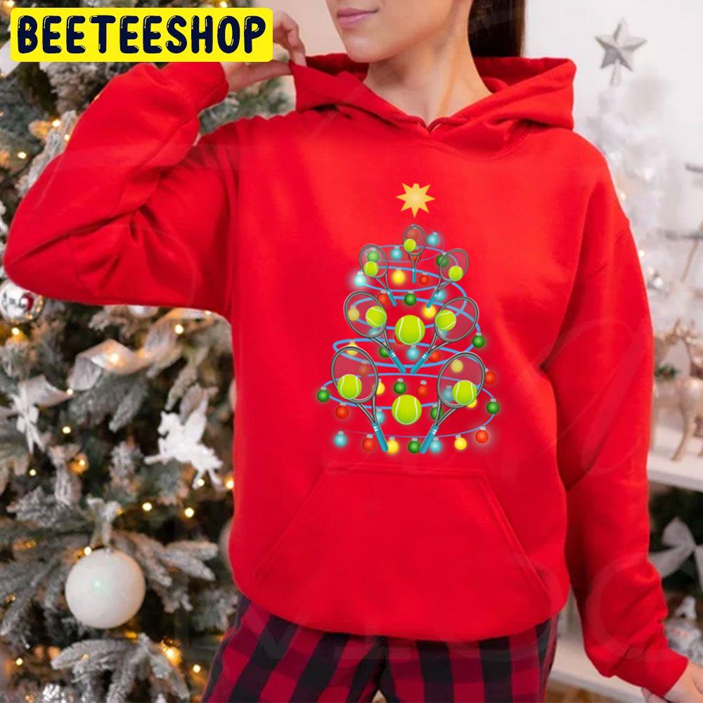 Tennis Christmas Tree Lights Trending Unisex Hoodie