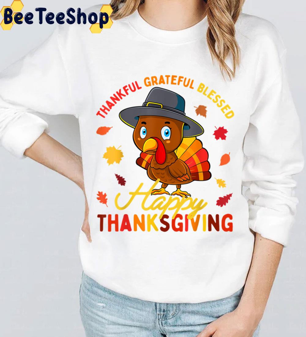 Thankful Grateful Blessed Thanksgiving Turkey Trending Unisex Sweatshirt