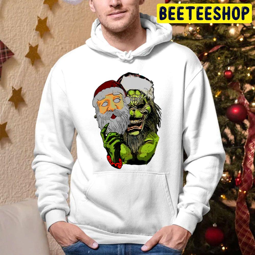 The Grinch With Santa Face Mask Christmas Trending Unisex Hoodie