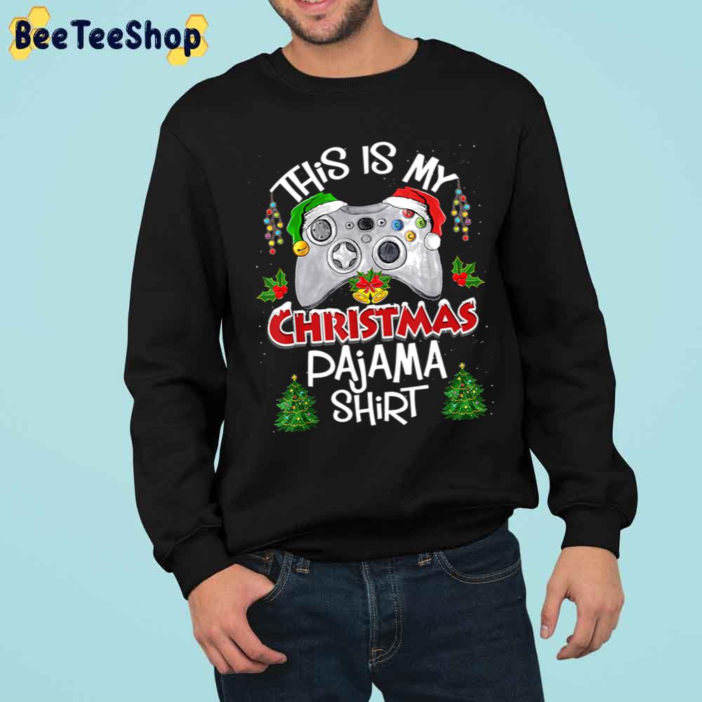 This Is My Christmas Pajama Santa Hat Gamer Trending Unisex Sweatshirt