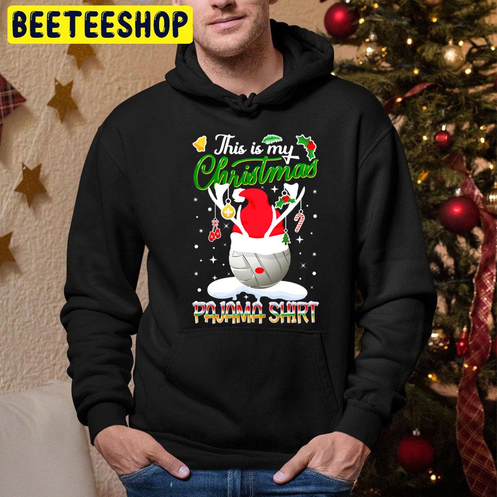 This Is My Christmas Pajama Volleyball Christmas Lights With Reindeer Horns Trending Unisex Hoodie