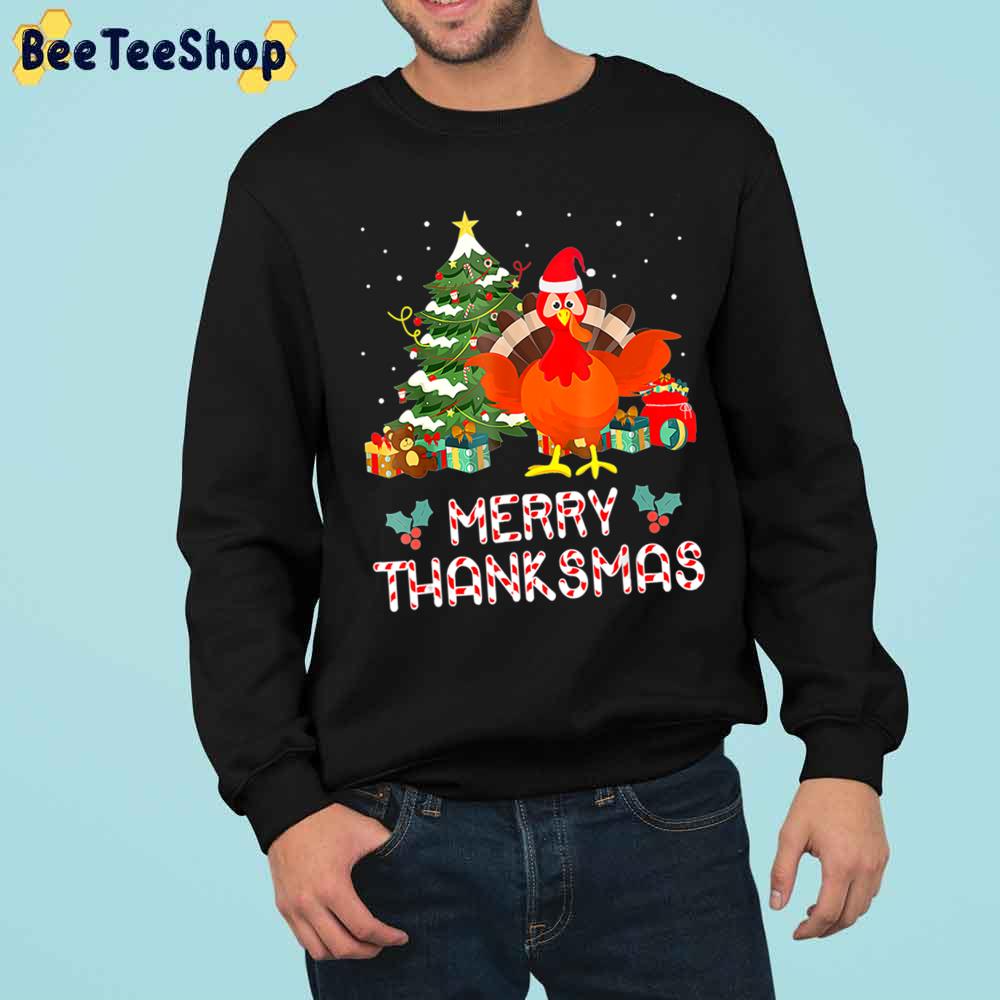 Turkey Santa Merry Thanksmas Christmas Thanksgiving Trending Unisex Sweatshirt