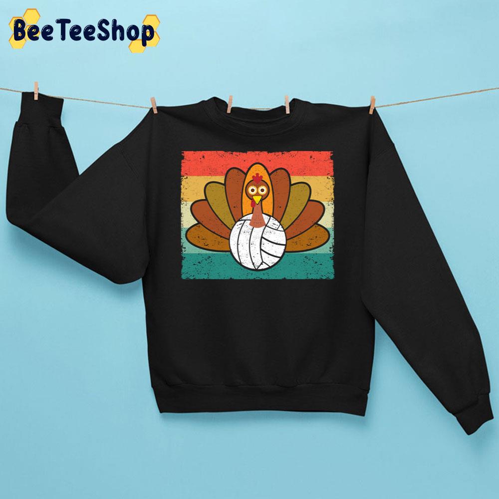 Turkey Volleyball Player Retro Thanksgiving Day Trending Unisex Sweatshirt