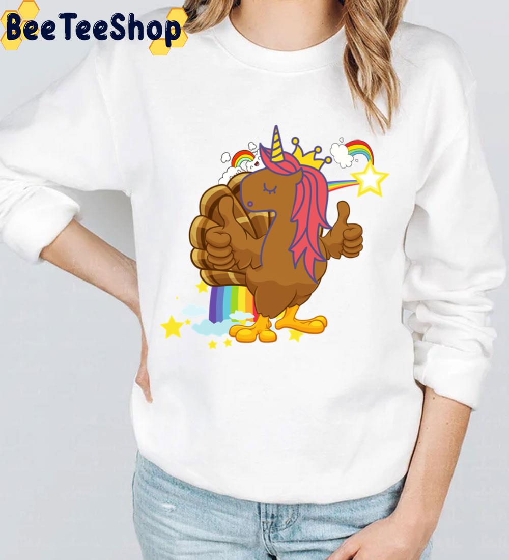 Turkicorn Rainbow Thanksgiving Funny Unicorn Trending Unisex Sweatshirt