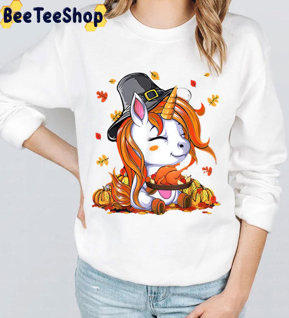 Unicorn Candy Corn Happy Thanksgiving Fall Trending Unisex Sweatshirt