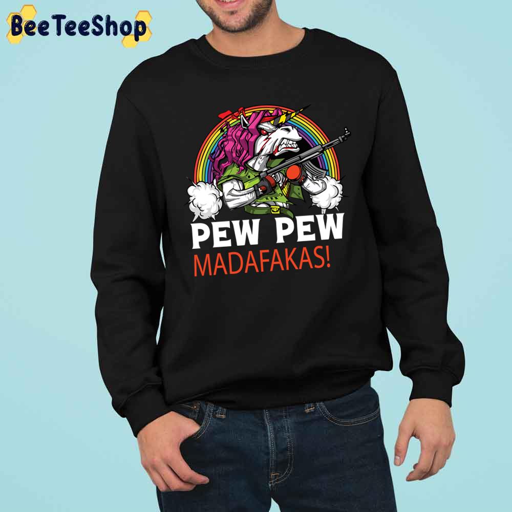 Unicorn Funny Christmas Pew Pew Madafakas Trending Unisex Sweatshirt