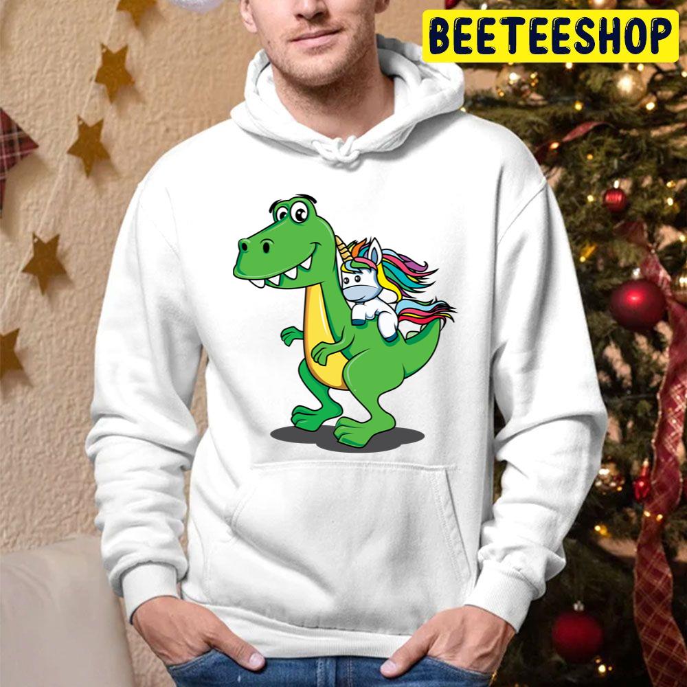 Unicorn Riding Dinosaur Trending Unisex Hoodie