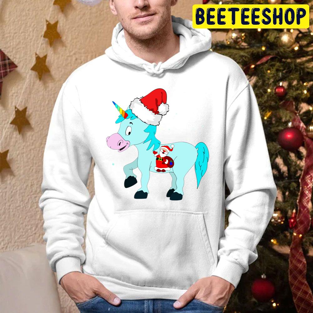 Unicorn Santa Tattoo Christmas Trending Unisex Hoodie