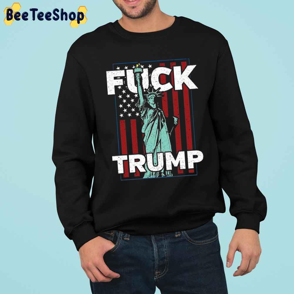 Usa Flag Background Fuck Trump Trending Unisex Sweatshirt