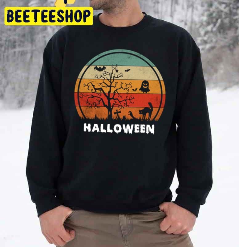 Vintage A Cat And An Owl Halloween Trending Unisex Sweatshirt