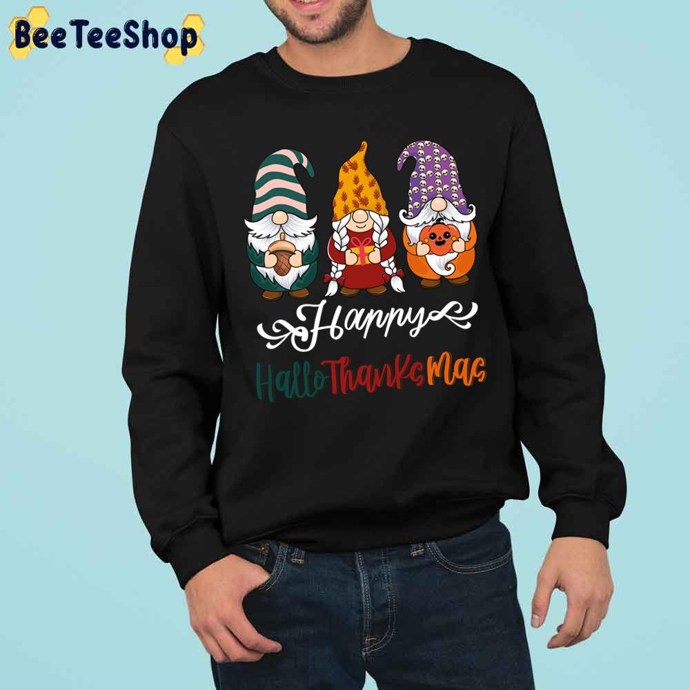 Vintage Gnomes Happy Hallothanksmas Trending Unisex Sweatshirt