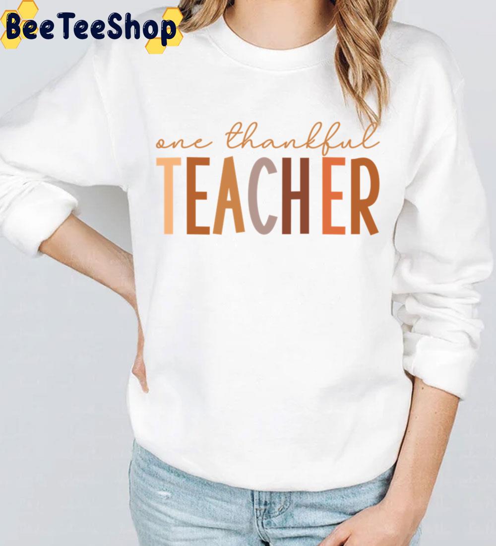 Vintage One Thankful Teacher Trending Unisex Sweatshirt