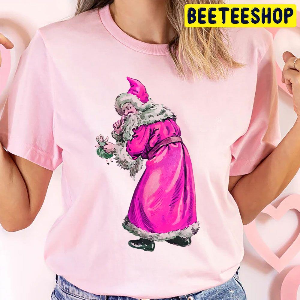 Vintage Pink Santa Claus Retro Christmas Trending Unisex T Shirt