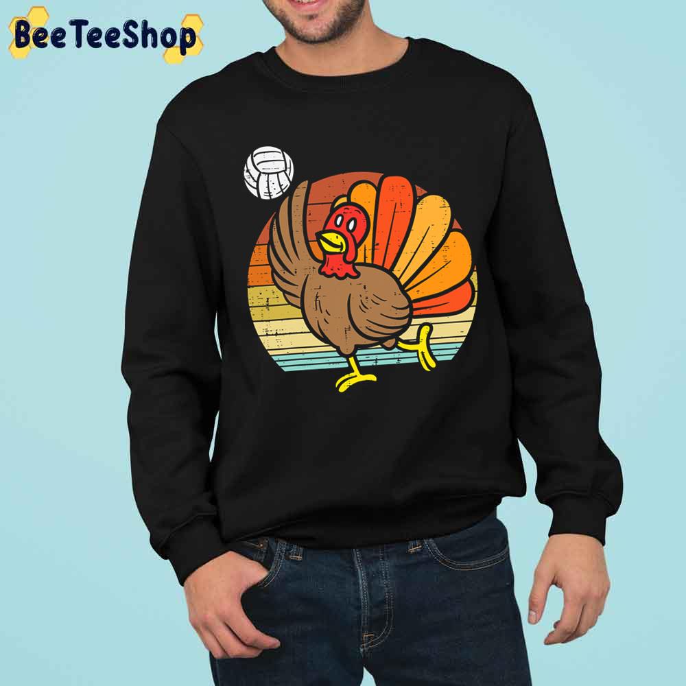 Vintage Turkey Volleyball Thanksgiving Trending Unisex Sweatshirt