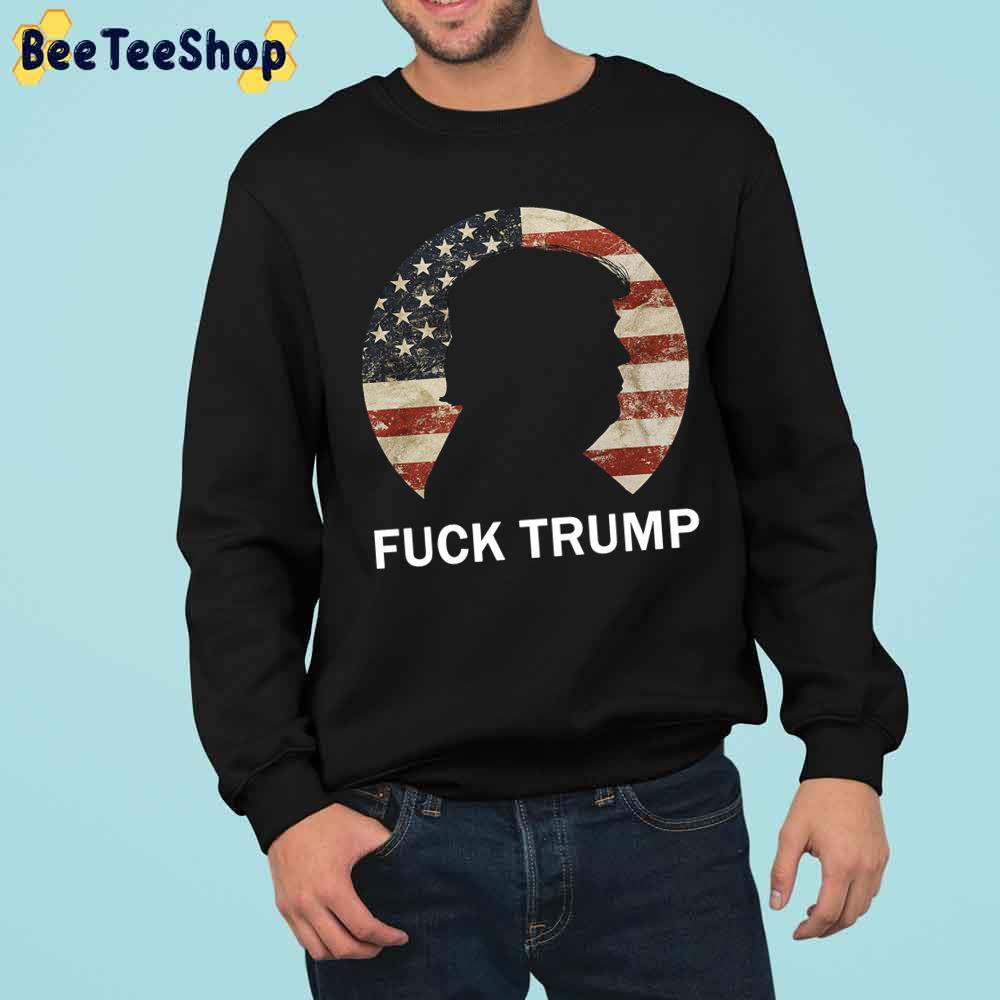 Vintage Usa Flag Background Fuck Trump Trending Unisex Sweatshirt